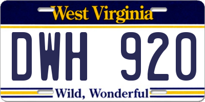 WV license plate DWH920