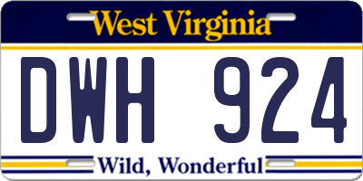 WV license plate DWH924