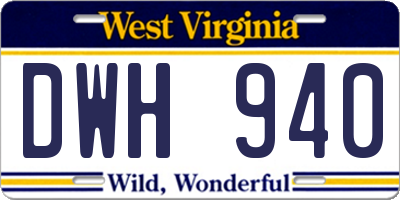 WV license plate DWH940