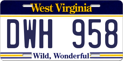 WV license plate DWH958