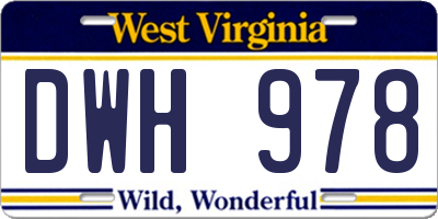 WV license plate DWH978