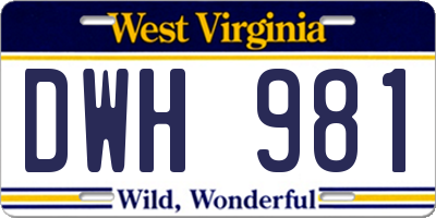 WV license plate DWH981