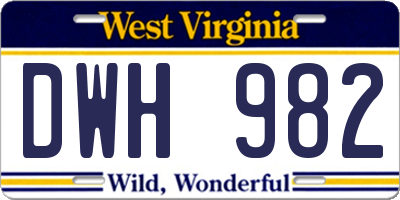 WV license plate DWH982