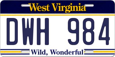 WV license plate DWH984
