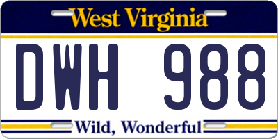 WV license plate DWH988