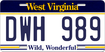 WV license plate DWH989