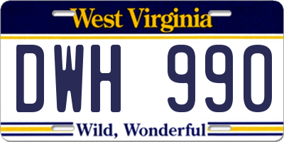WV license plate DWH990