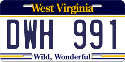 WV license plate DWH991