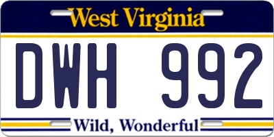 WV license plate DWH992
