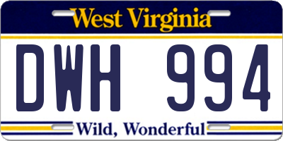WV license plate DWH994