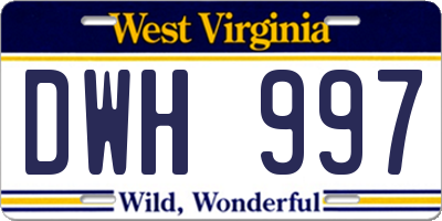 WV license plate DWH997