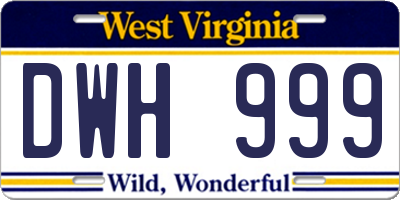 WV license plate DWH999