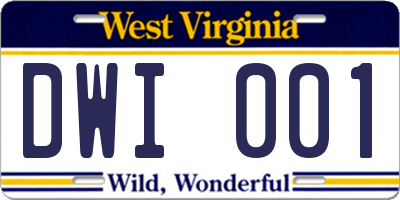 WV license plate DWI001