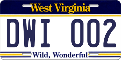 WV license plate DWI002