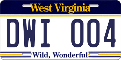 WV license plate DWI004