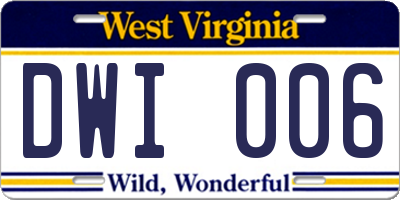 WV license plate DWI006
