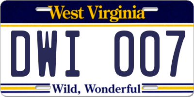 WV license plate DWI007