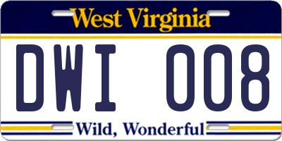 WV license plate DWI008