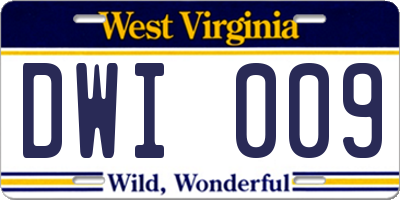 WV license plate DWI009