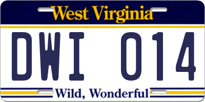 WV license plate DWI014