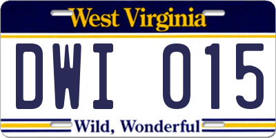 WV license plate DWI015