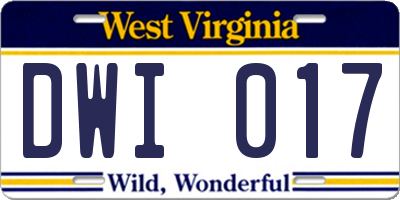 WV license plate DWI017