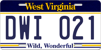 WV license plate DWI021