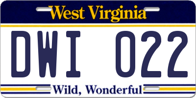 WV license plate DWI022
