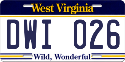 WV license plate DWI026