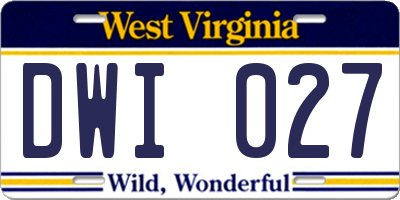 WV license plate DWI027
