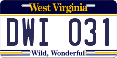 WV license plate DWI031