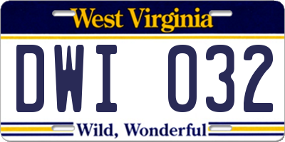 WV license plate DWI032