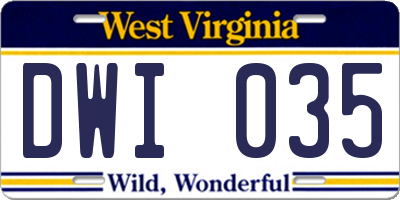 WV license plate DWI035