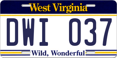 WV license plate DWI037