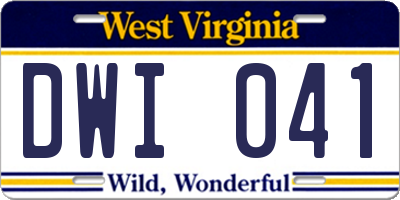 WV license plate DWI041
