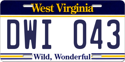 WV license plate DWI043