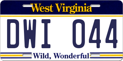 WV license plate DWI044