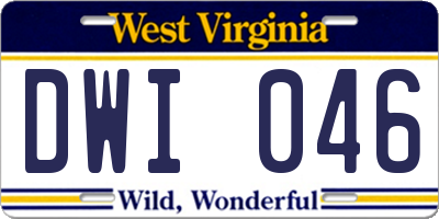 WV license plate DWI046