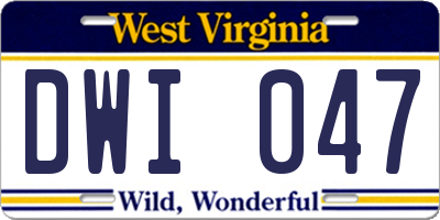 WV license plate DWI047