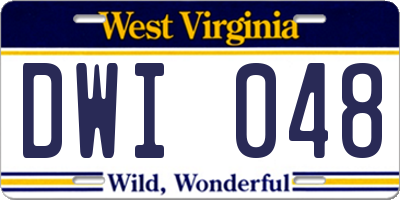 WV license plate DWI048