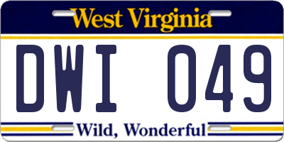 WV license plate DWI049