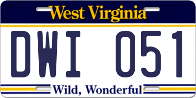 WV license plate DWI051