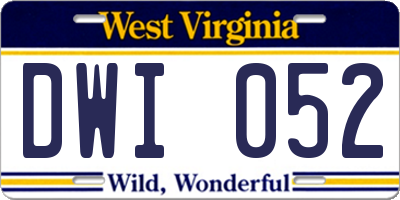 WV license plate DWI052