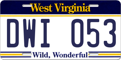 WV license plate DWI053
