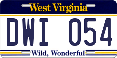 WV license plate DWI054