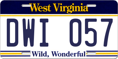 WV license plate DWI057