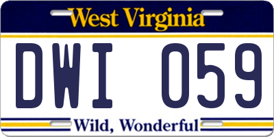 WV license plate DWI059
