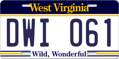 WV license plate DWI061