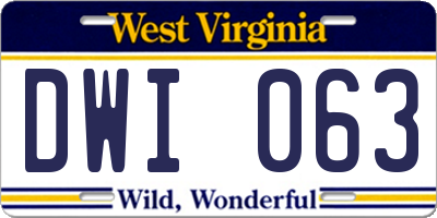 WV license plate DWI063