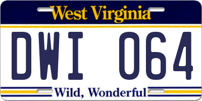 WV license plate DWI064